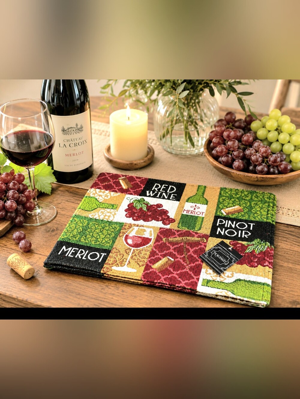 Home Concepts Set of 4 Tapestry Wine Placemats, NWT